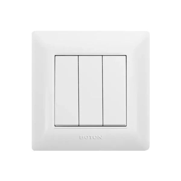 3 Gang 2 Way White Wall Switch